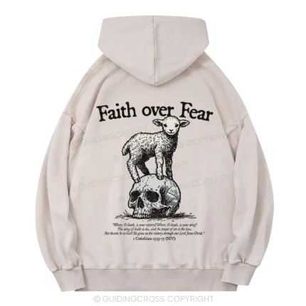 Faith Over Fear Lamb Christian Washed Christian Washed Hoodie 4